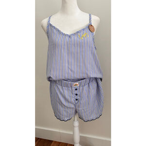 Women's RAE DUNN. Blue & White Striped Pajama Set M
